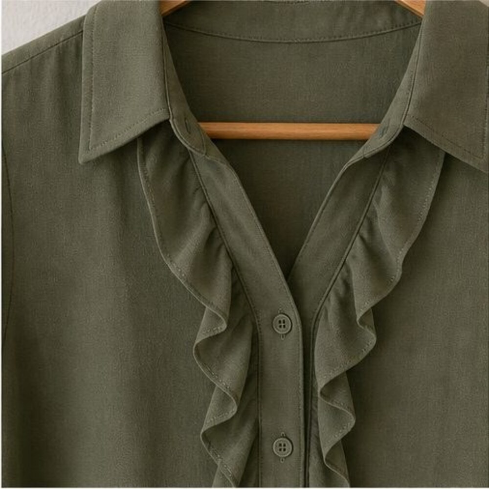 Olive Ruffle Blouse - Picture 4 of 6